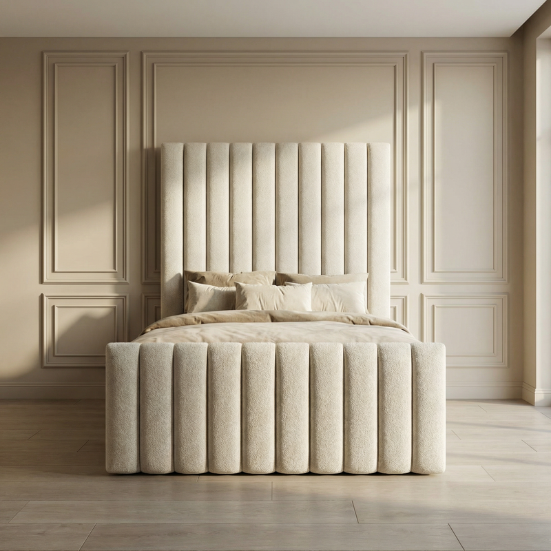 Boucle Panel Upholstered Bed