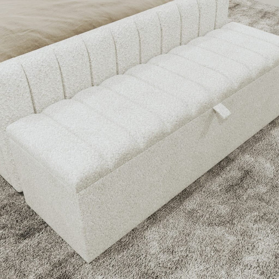 Boucle Panel Ottoman Storage Box