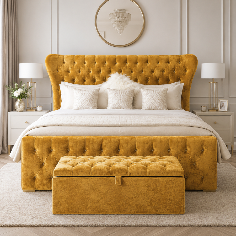 Curved Wingback Chesterfield Bed