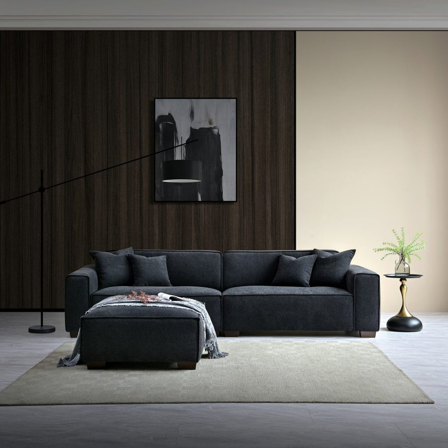 Aluxo Dakota 4 seater with Chaise - Midnight Boucle