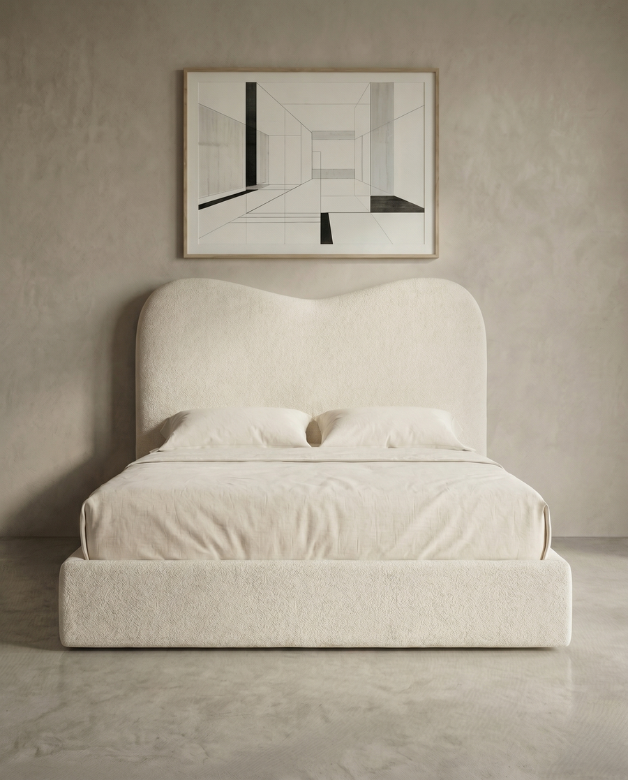 Mirage Cloud Teddy Ottoman Bed – High Headboard Divan | Amare Living