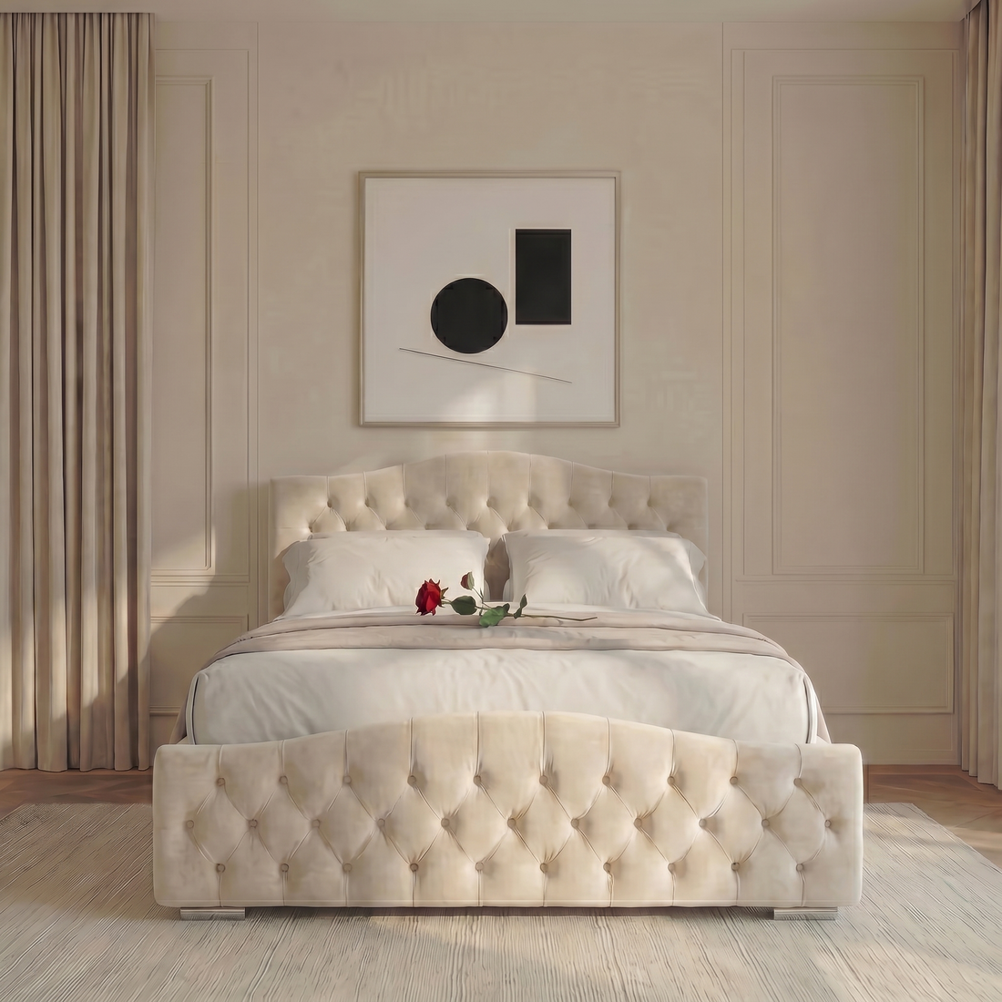Classic Upholstered Bed with mattress