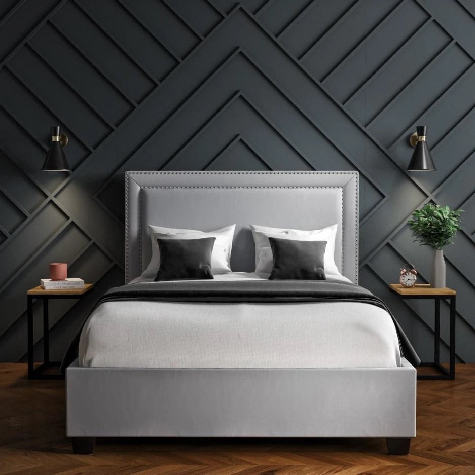Montreal Upholstered Bed shown in double and king sizes