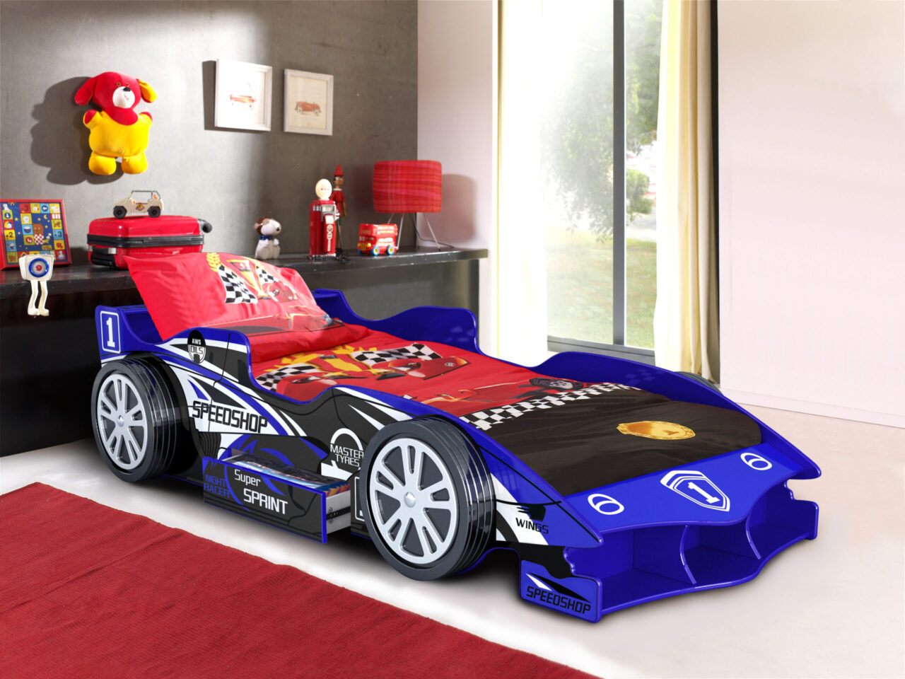Blue Speed Racer Car Bed