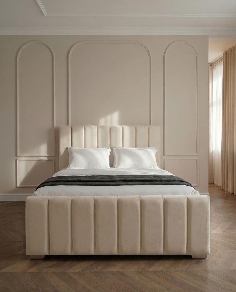 Linear Panel Upholstered Bed