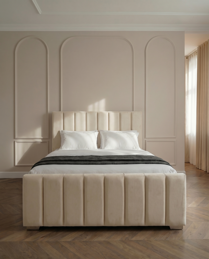 Linear Panel Upholstered Bed