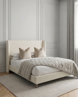 Boucle Wingback Upholstered Bed