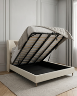 Boucle Wingback Upholstered Bed