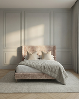 Boucle Wingback Upholstered Bed