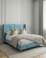 Boucle Wingback Upholstered Bed