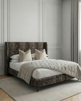 Boucle Wingback Upholstered Bed