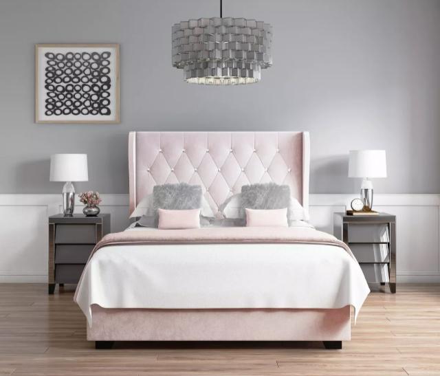 Azalea Upholstered Wingback Bed