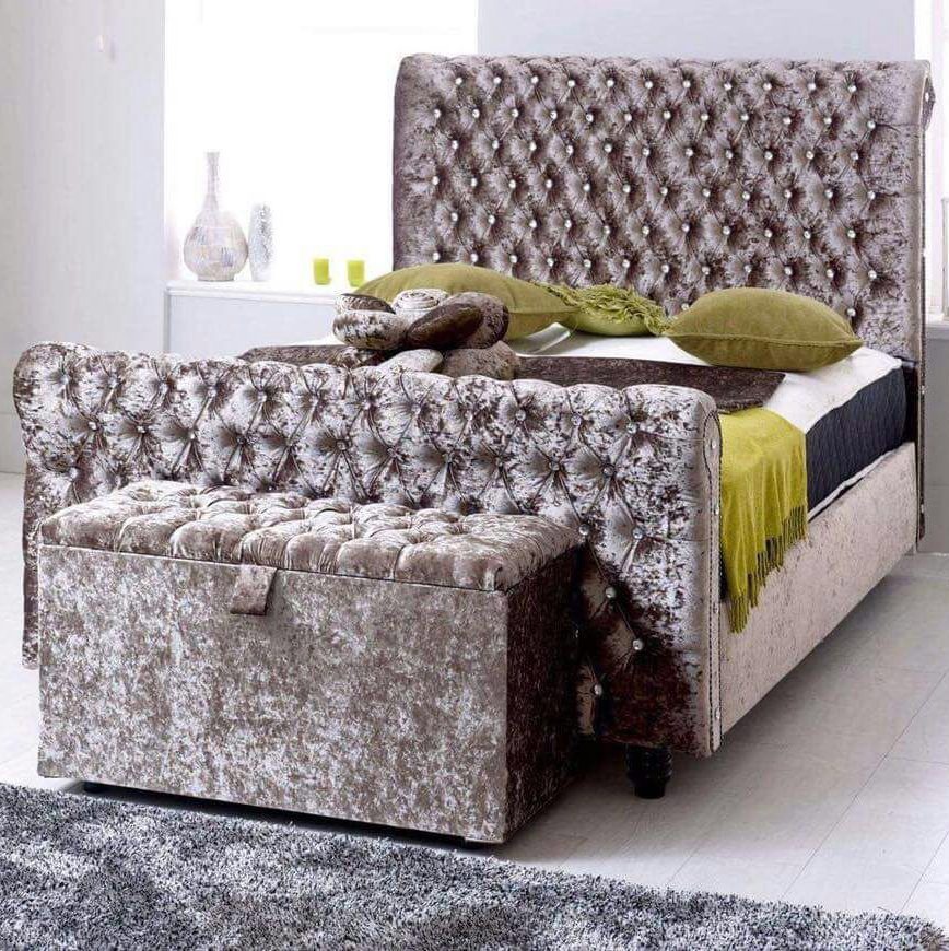Modern Sleigh Chesterfield Headboard and Footboard