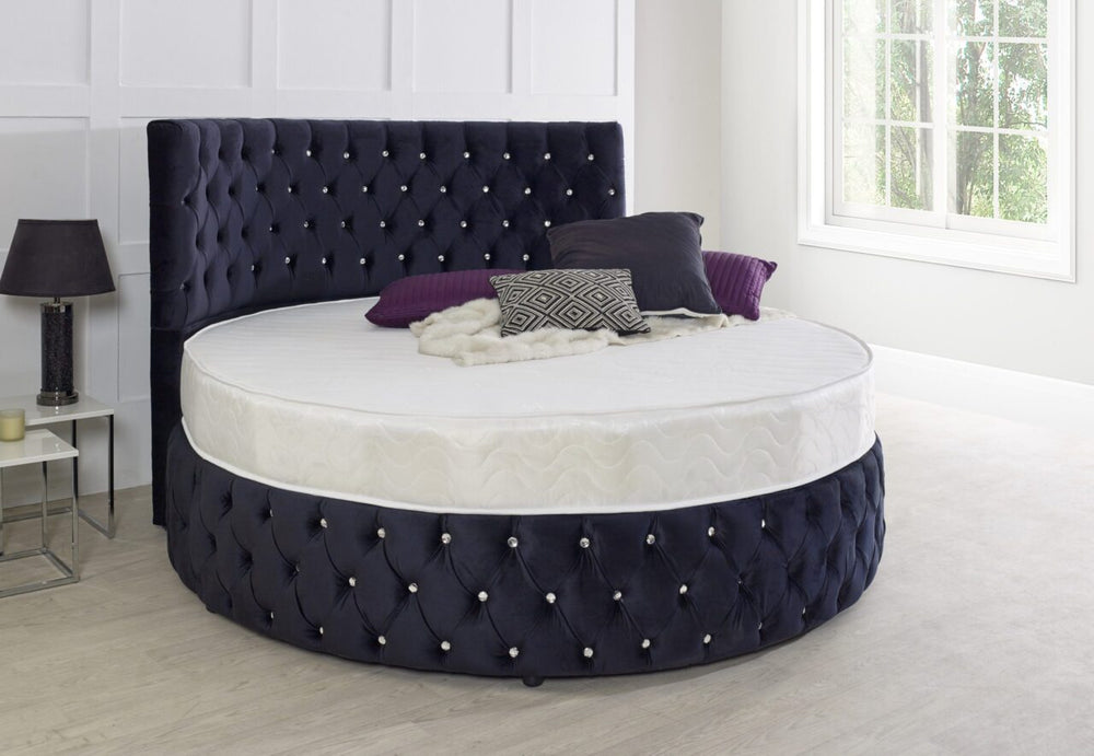 Emperor Upholstered Round Bed with Mattress