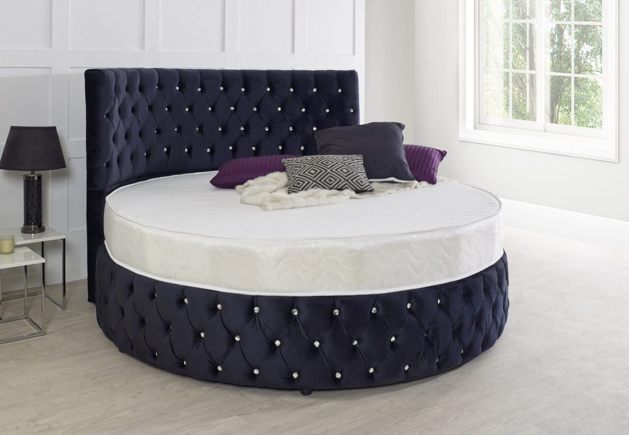 Emperor Upholstered Round Bed with Mattress
