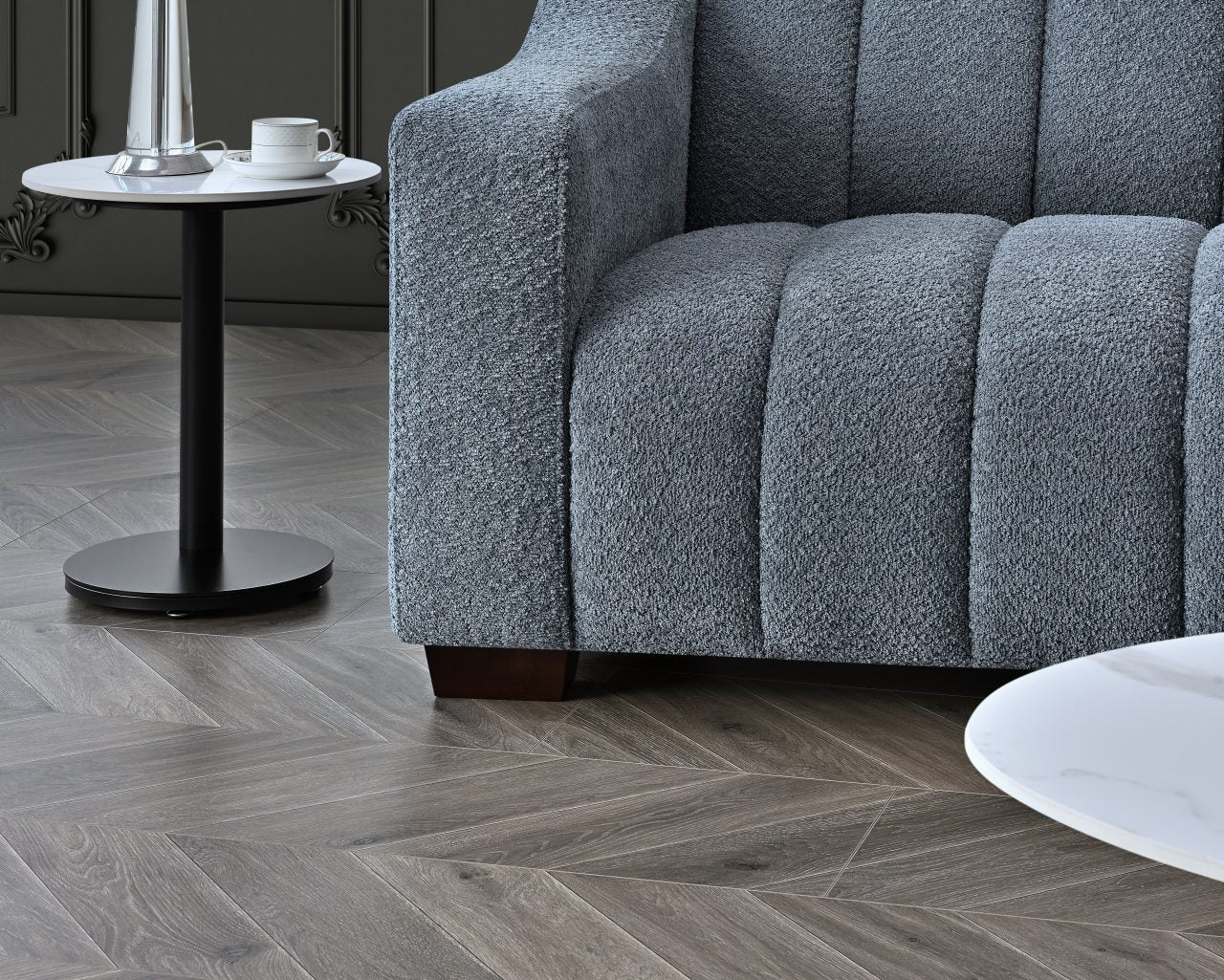 Aluxo Astoria 3 Seater Sofa - Iron Boucle Fabric