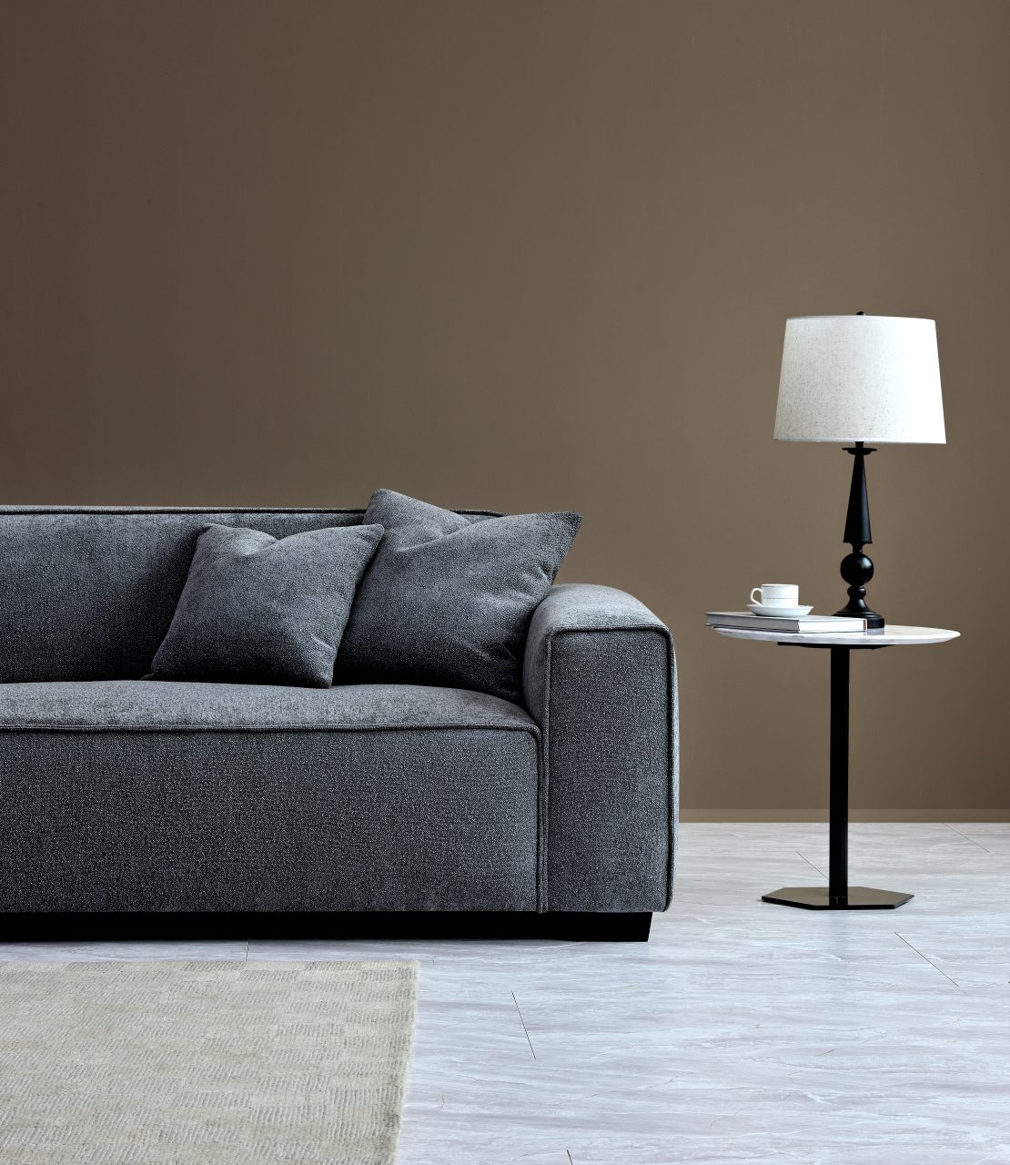 Aluxo Dakota 4 seater with Chaise - Charcoal Boucle