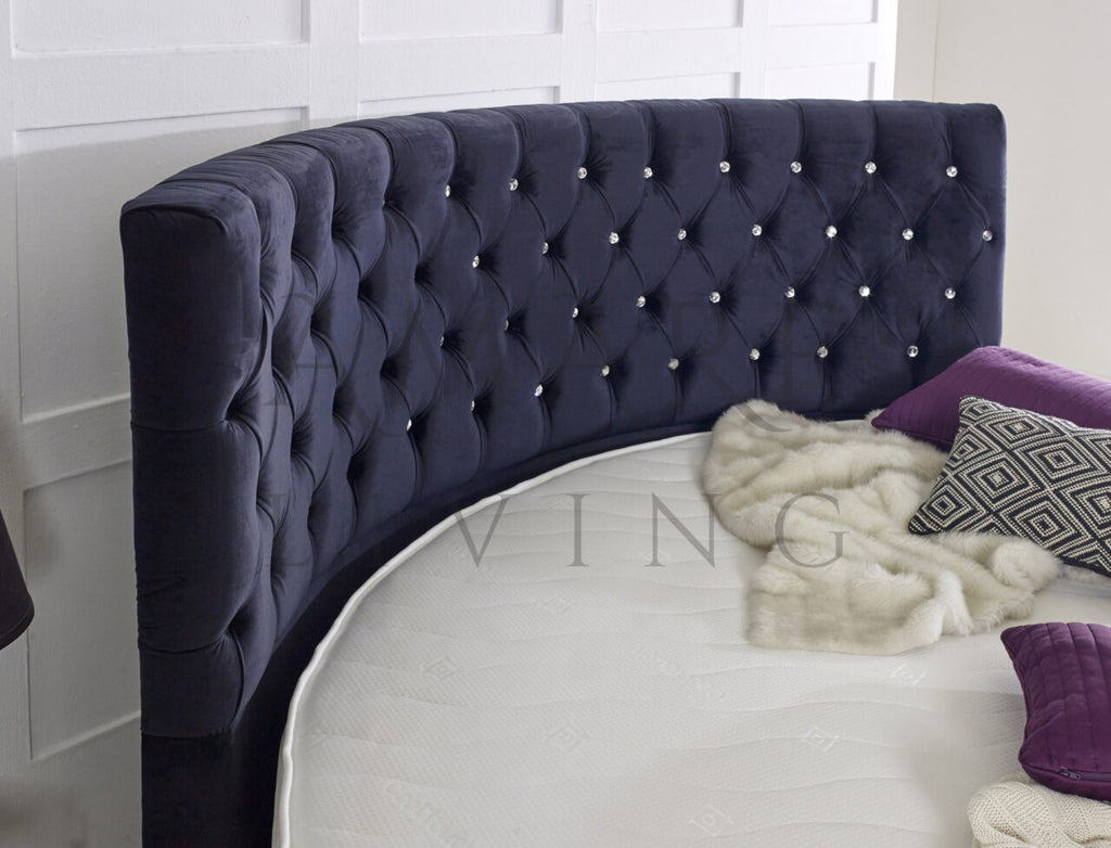 Emperor Upholstered Round Bed with Mattress