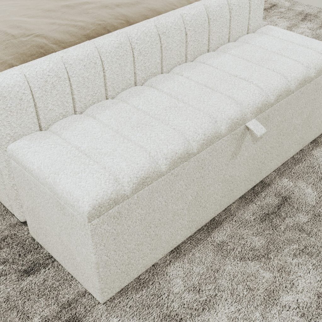 Boucle Panel Ottoman Storage Box