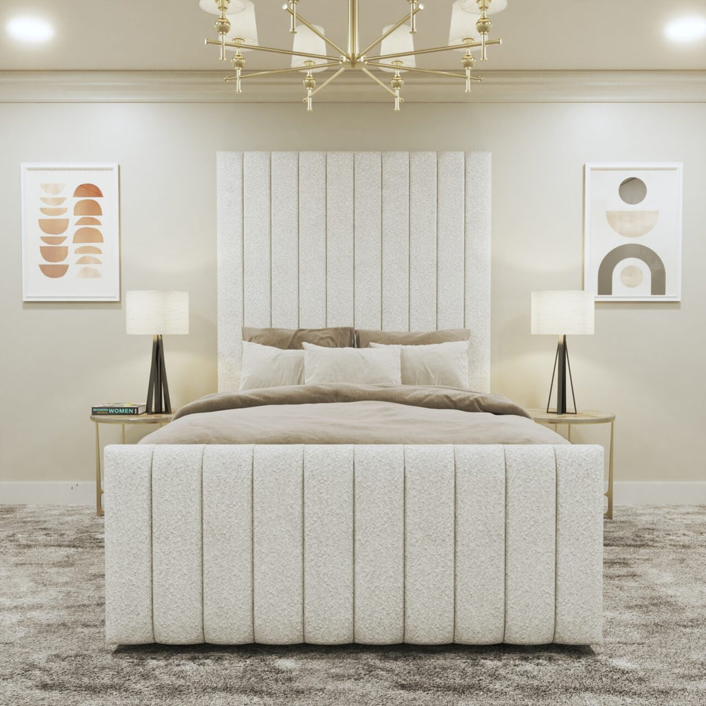 Boucle Panel Upholstered Bed