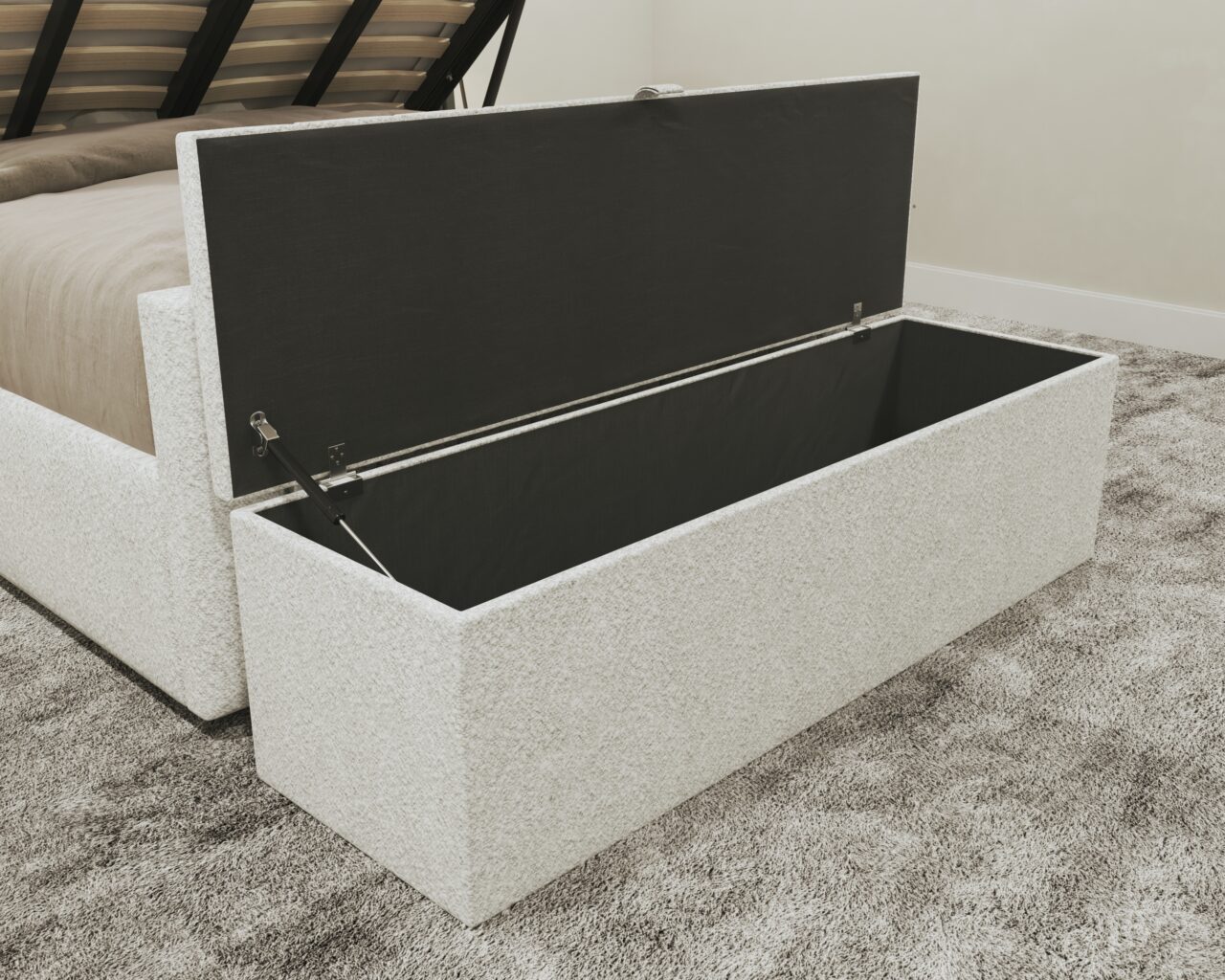 Boucle Panel Ottoman Storage Box