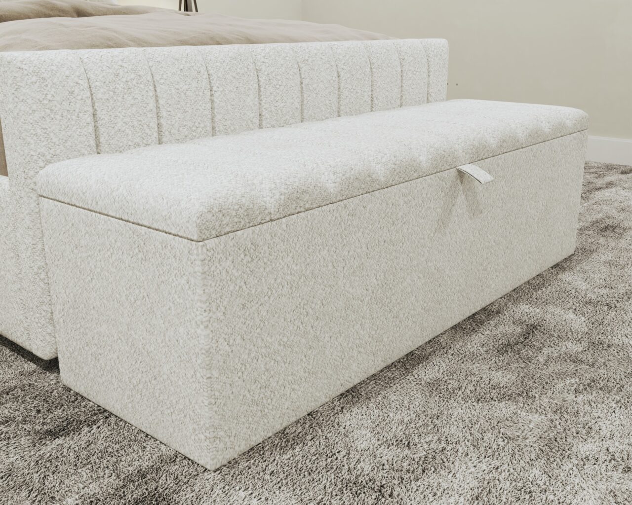 Boucle Panel Ottoman Storage Box