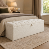 Boucle Panel Ottoman Storage Box