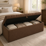 Boucle Panel Ottoman Storage Box