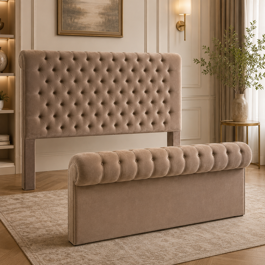 Classic Sleigh Chesterfield Headboard and Footboard