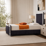 Linear Panel Upholstered Mirror Bed