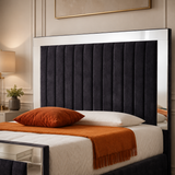 Linear Panel Upholstered Mirror Bed