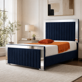 Linear Panel Upholstered Mirror Bed