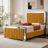 Linear Panel Upholstered Mirror Bed