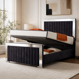 Linear Panel Upholstered Mirror Bed