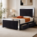 Linear Panel Upholstered Mirror Bed