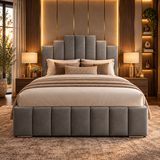 High Floor Standing Headboard, Avalon Art Deco Channelled view 3