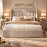High Wingback Headboard, Arden Channelled view 3