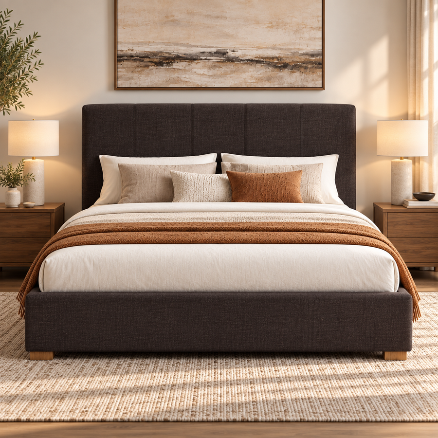 Fabric Upholstered Ottoman Storage Bed