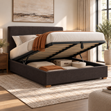 Fabric Upholstered Ottoman Storage Bed