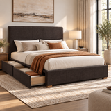 Fabric Upholstered Ottoman Storage Bed