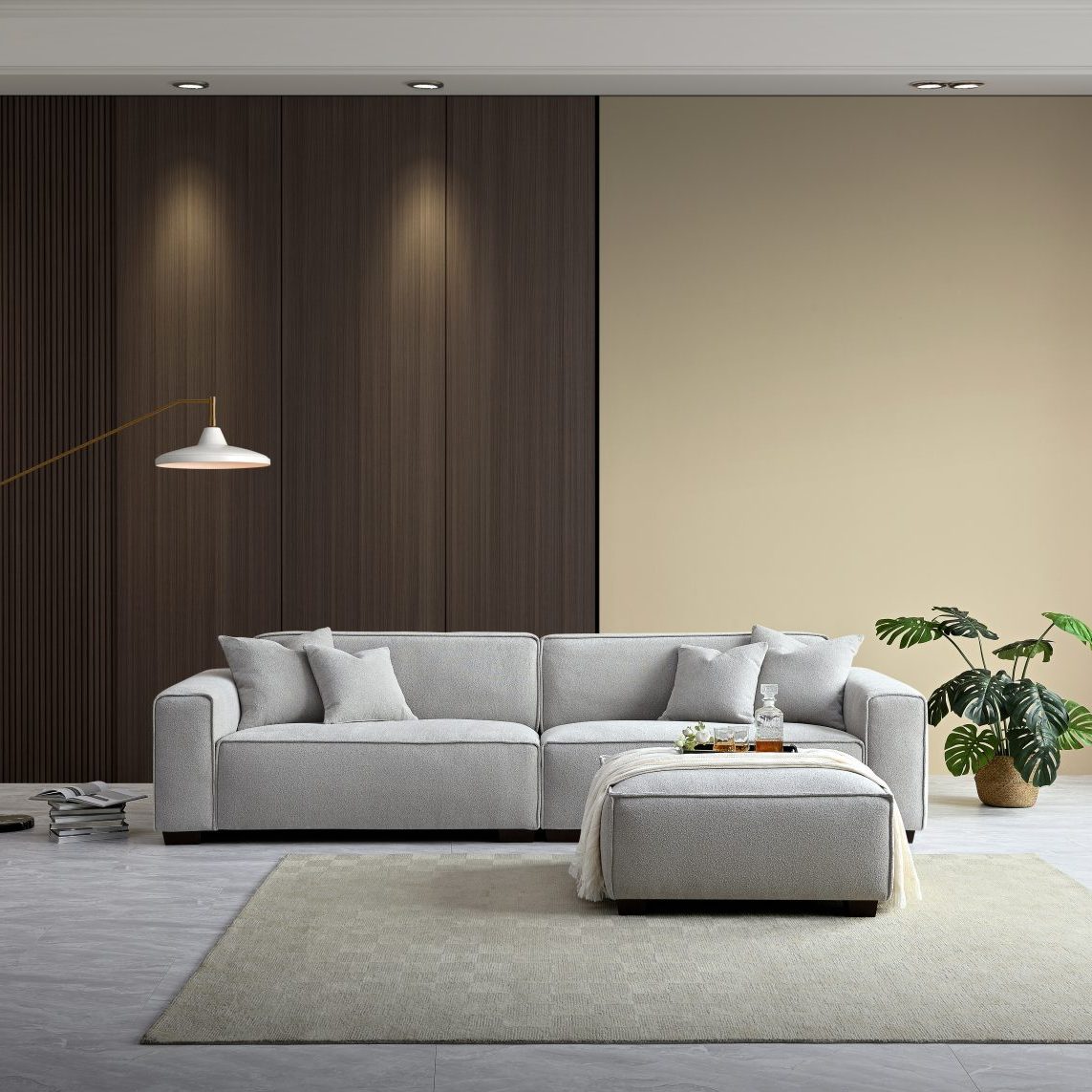 Aluxo Dakota 4 seater with Chaise -  Pebble Boucle