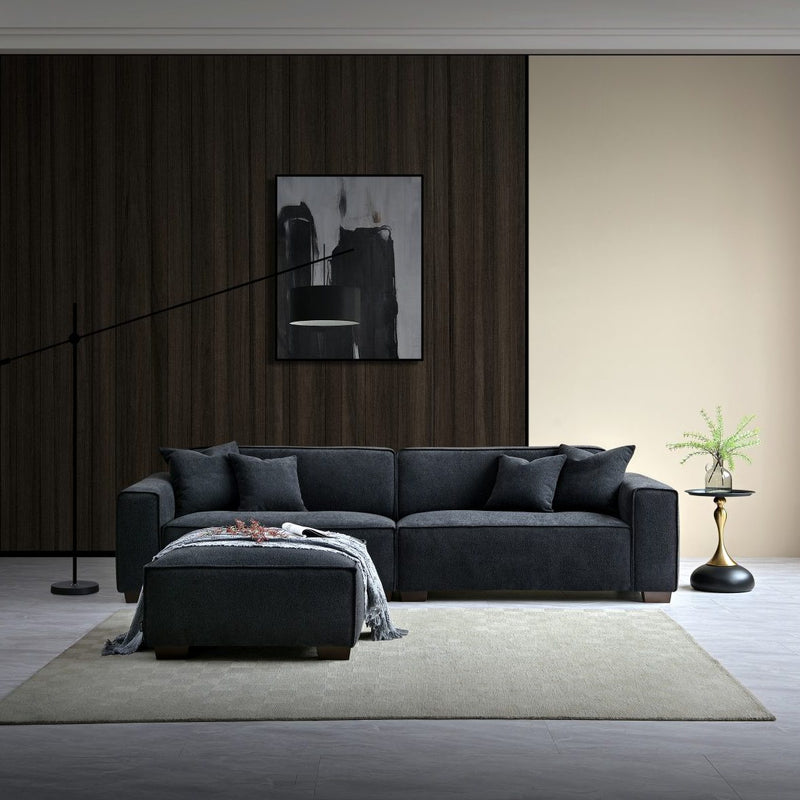 Aluxo Dakota 4 seater with Chaise -  Midnight Boucle