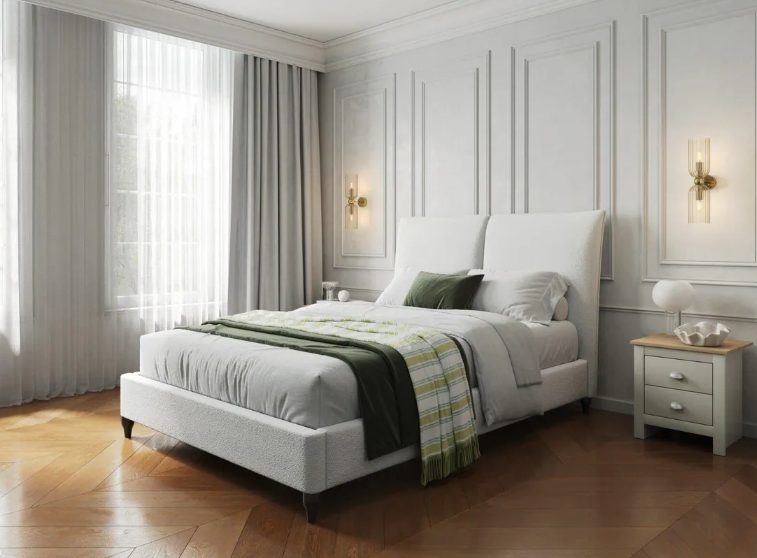 Lena Boucle Upholstered Bed