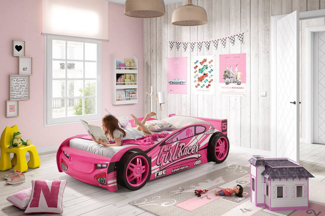 Pink Racer Car Bed