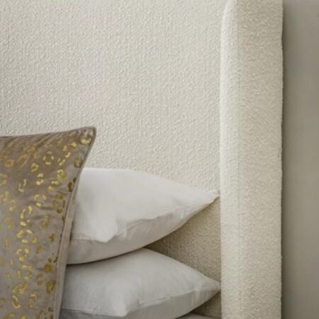 Boucle Wingback Upholstered Bed