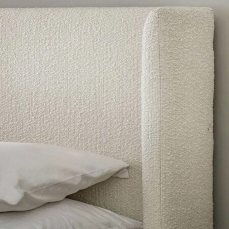 Boucle Wingback Upholstered Bed