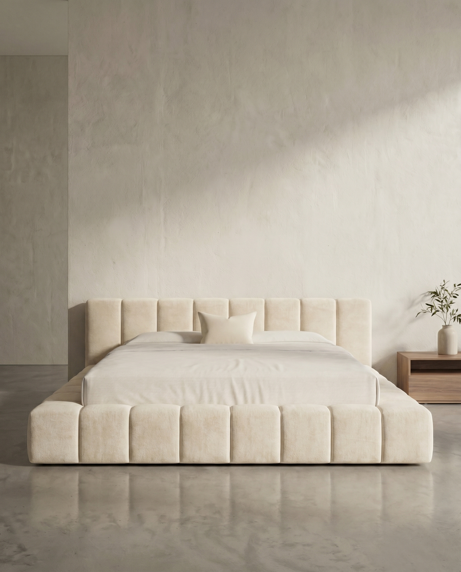 Aero Teddy Upholstered Ottoman Bed – Low Lined Headboard | Amare Living