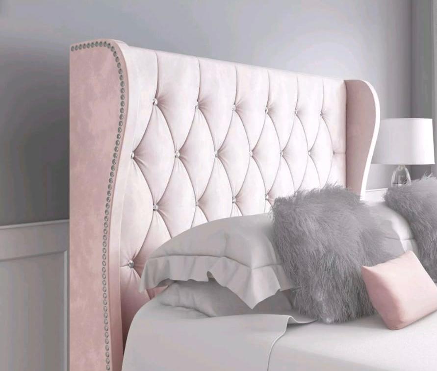 Azalea Upholstered Wingback Bed