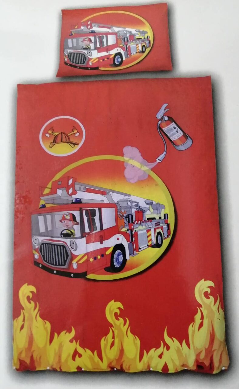 Fire Engine Single Duvet Cover and Pillowcase Set
