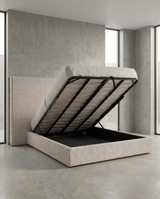 Rocco Wide High Headboard Upholstered Ottoman Bed | Amare Living